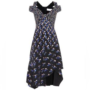 💙PETER PILOTTO CADY HALTER COLD SHOULDER POLKA DOT DRESS BLACK BLUE 2